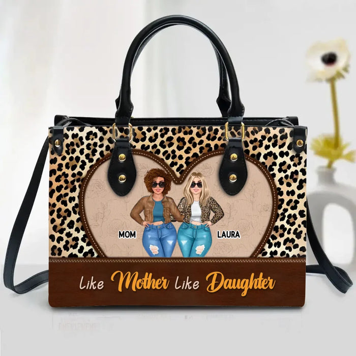 Personalized Mother Daughter PU Leather Handbag With Long Straps - Gift Idea For Mother/Daughter - Mother & Daughter Forever Linked Together