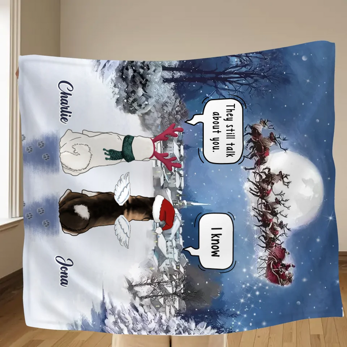 Personalized Memorial Dog Quilt/Fleece Throw Blanket - Memorial Gift Idea For Pet Lover - They Still Talk About You