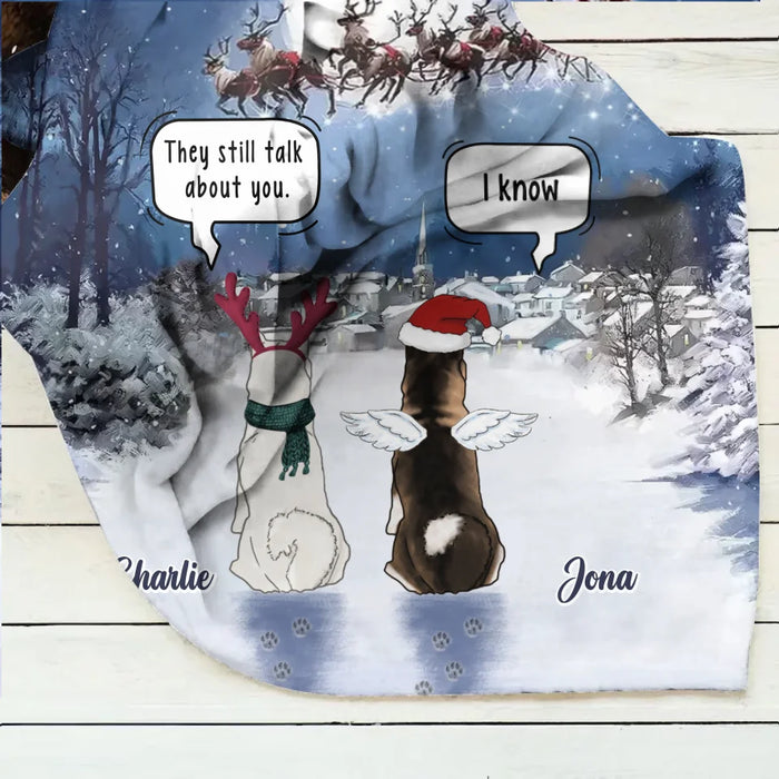 Personalized Memorial Dog Quilt/Fleece Throw Blanket - Memorial Gift Idea For Pet Lover - They Still Talk About You