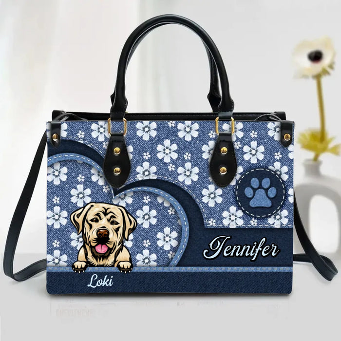 Personalized Dog Mom Leather Handbag - Up to 3 Dogs - Mother's Day Gift Idea for Dog Lovers