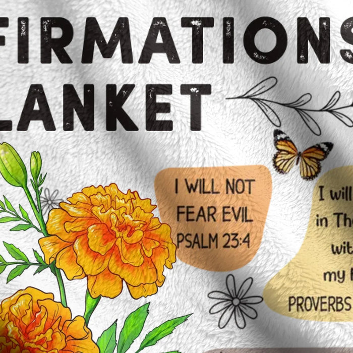 Personalized Birth Month Flower Christian Bible Verse Affirmations Pillow Cover/Quilt/Fleece Throw Blanket - Christian Girl's Affirmation Gift