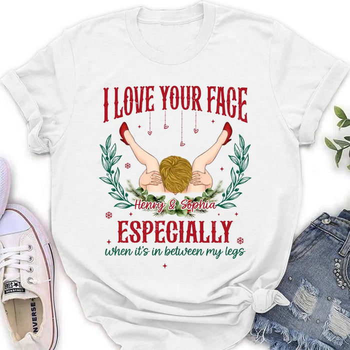 Personalized Couple T-shirt/Long Sleeve/Sweatshirt/Hoodie - Funny Gift Idea For Couple - I Love Your Face
