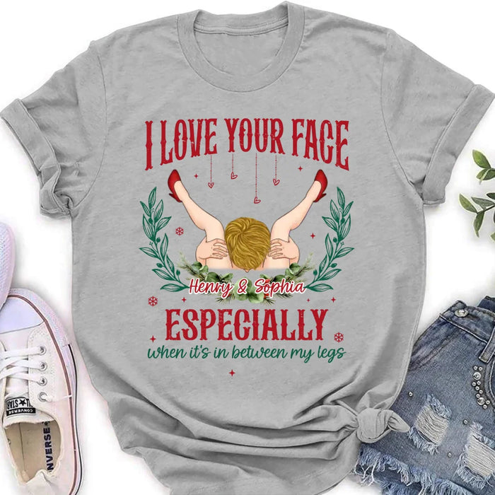 Personalized Couple T-shirt/Long Sleeve/Sweatshirt/Hoodie - Funny Gift Idea For Couple - I Love Your Face