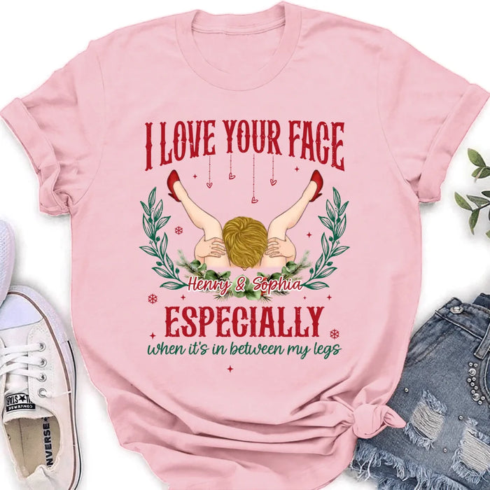 Personalized Couple T-shirt/Long Sleeve/Sweatshirt/Hoodie - Funny Gift Idea For Couple - I Love Your Face