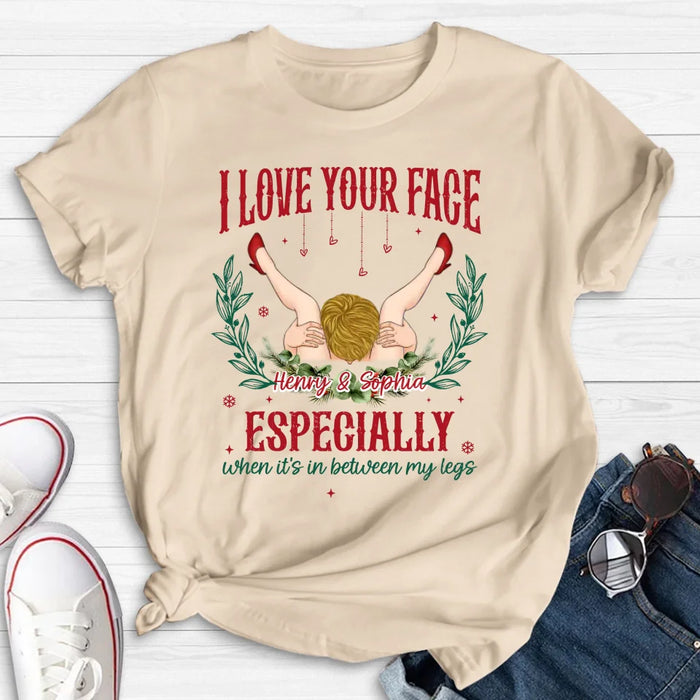 Personalized Couple T-shirt/Long Sleeve/Sweatshirt/Hoodie - Funny Gift Idea For Couple - I Love Your Face