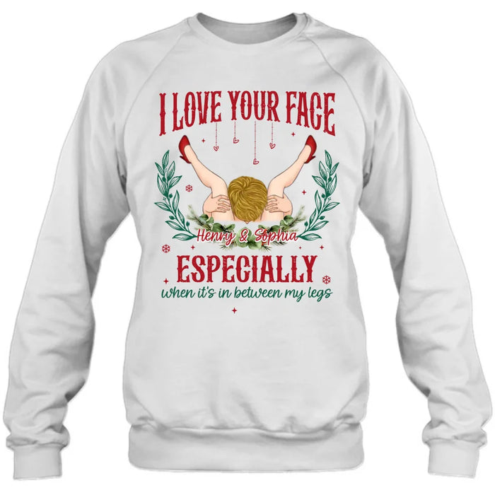 Personalized Couple T-shirt/Long Sleeve/Sweatshirt/Hoodie - Funny Gift Idea For Couple - I Love Your Face