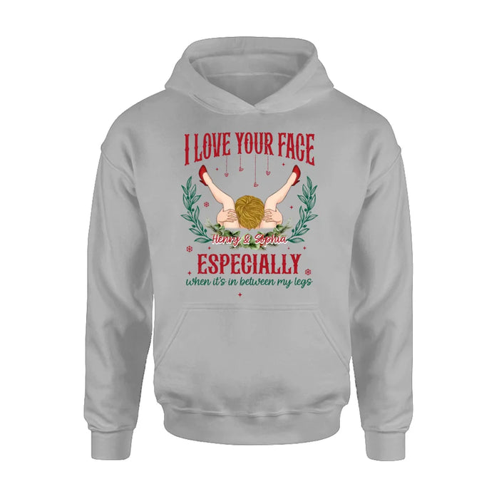 Personalized Couple T-shirt/Long Sleeve/Sweatshirt/Hoodie - Funny Gift Idea For Couple - I Love Your Face