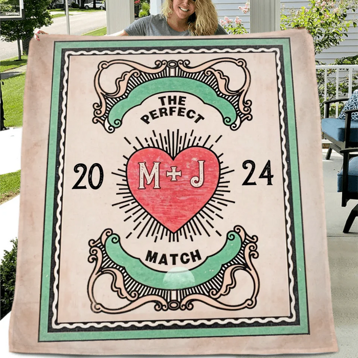 Personalized Couple Quilt/Fleece Throw Blanket/Pillow Cover - Gift Idea For Couple - The Perfect Match
