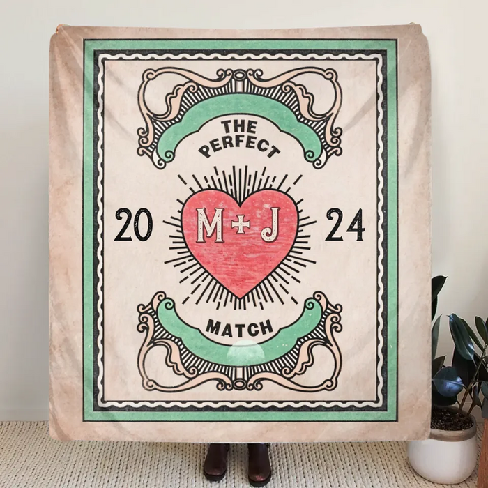 Personalized Couple Quilt/Fleece Throw Blanket/Pillow Cover - Gift Idea For Couple - The Perfect Match