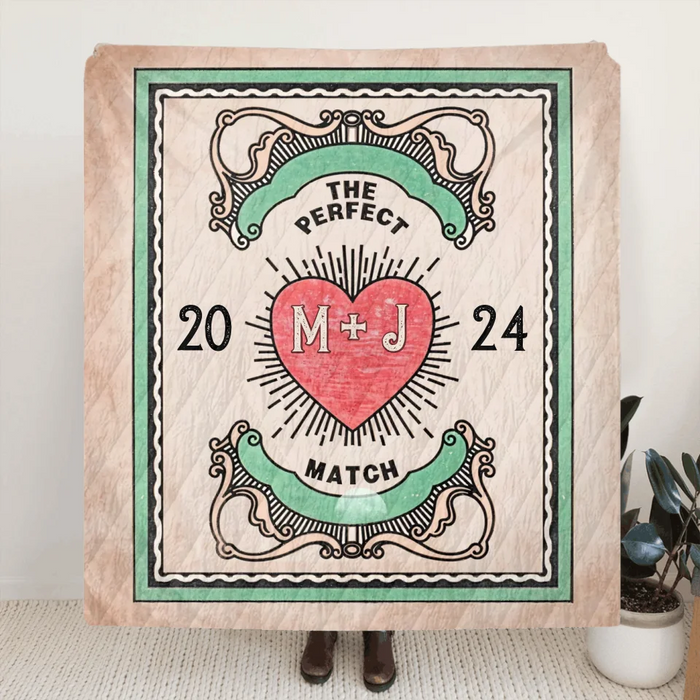 Personalized Couple Quilt/Fleece Throw Blanket/Pillow Cover - Gift Idea For Couple - The Perfect Match