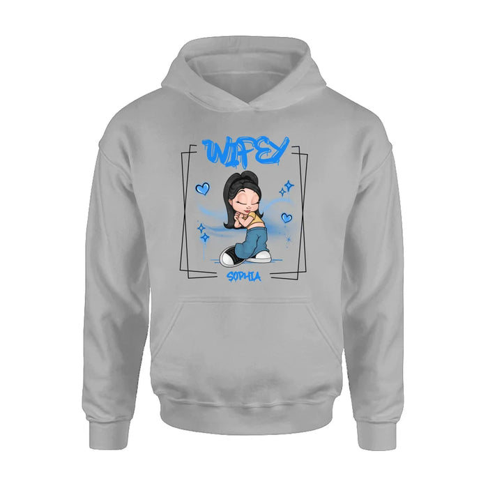 Personalized Hubby Wifey Y2K Couple T-shirt/Long Sleeve/Sweatshirt/Hoodie - Gift Idea For Couple