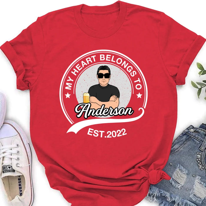 Personalized Couple T-shirt/Long Sleeve/Sweatshirt/Hoodie - Gift Idea For Couple/Husband And Wife - My Heart Belongs To