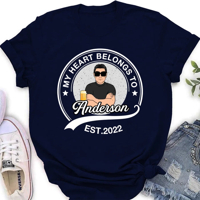 Personalized Couple T-shirt/Long Sleeve/Sweatshirt/Hoodie - Gift Idea For Couple/Husband And Wife - My Heart Belongs To