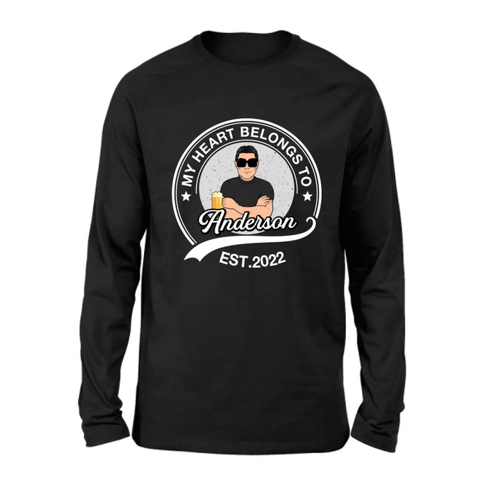 Personalized Couple T-shirt/Long Sleeve/Sweatshirt/Hoodie - Gift Idea For Couple/Husband And Wife - My Heart Belongs To