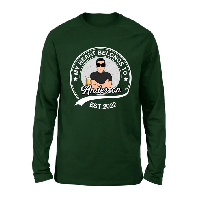 Personalized Couple T-shirt/Long Sleeve/Sweatshirt/Hoodie - Gift Idea For Couple/Husband And Wife - My Heart Belongs To