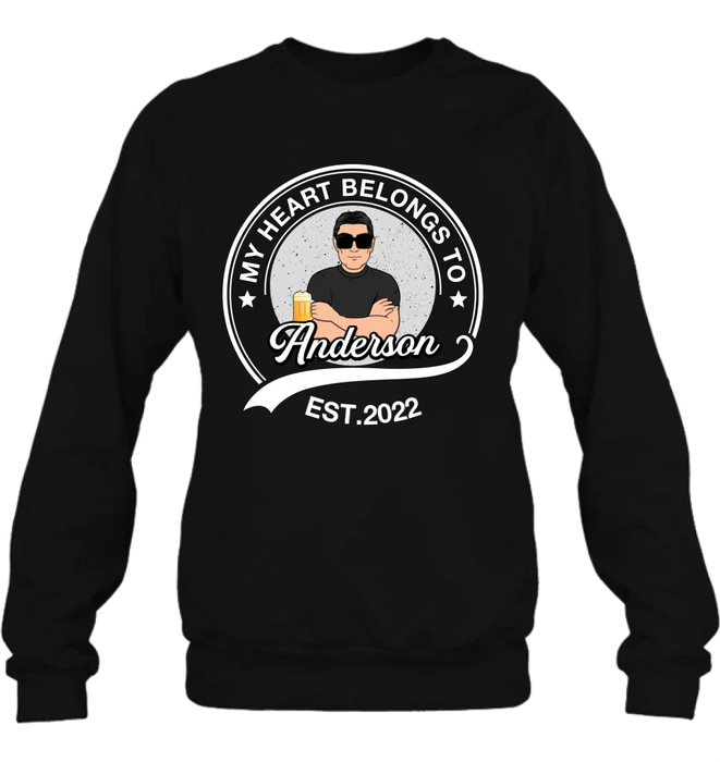 Personalized Couple T-shirt/Long Sleeve/Sweatshirt/Hoodie - Gift Idea For Couple/Husband And Wife - My Heart Belongs To