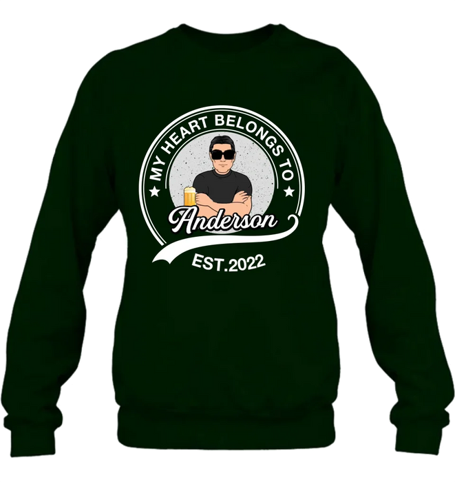 Personalized Couple T-shirt/Long Sleeve/Sweatshirt/Hoodie - Gift Idea For Couple/Husband And Wife - My Heart Belongs To