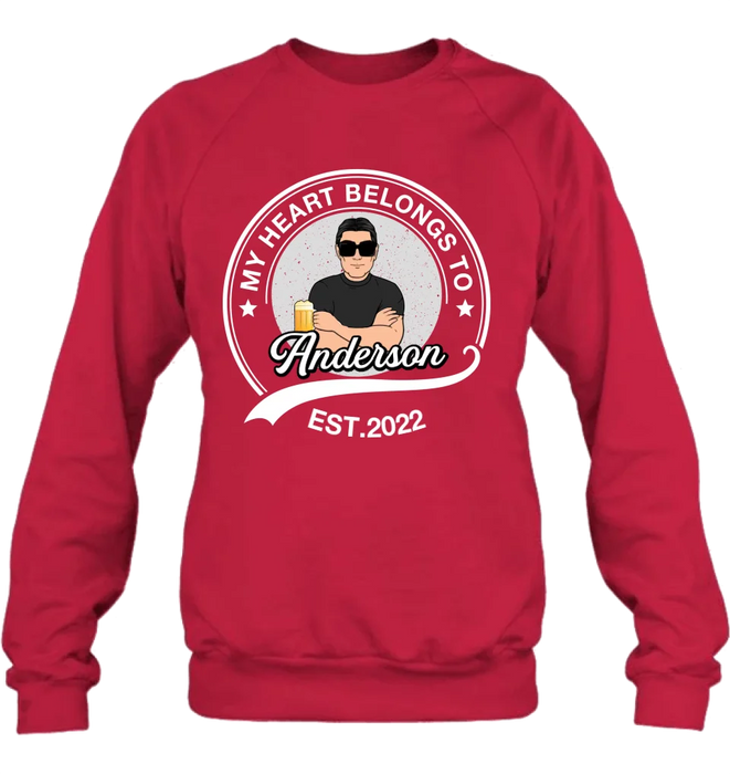 Personalized Couple T-shirt/Long Sleeve/Sweatshirt/Hoodie - Gift Idea For Couple/Husband And Wife - My Heart Belongs To