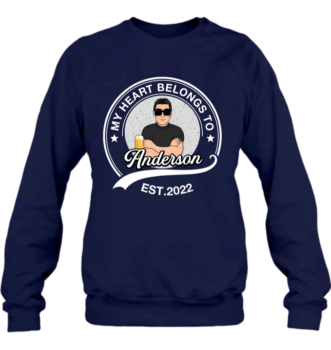 Personalized Couple T-shirt/Long Sleeve/Sweatshirt/Hoodie - Gift Idea For Couple/Husband And Wife - My Heart Belongs To