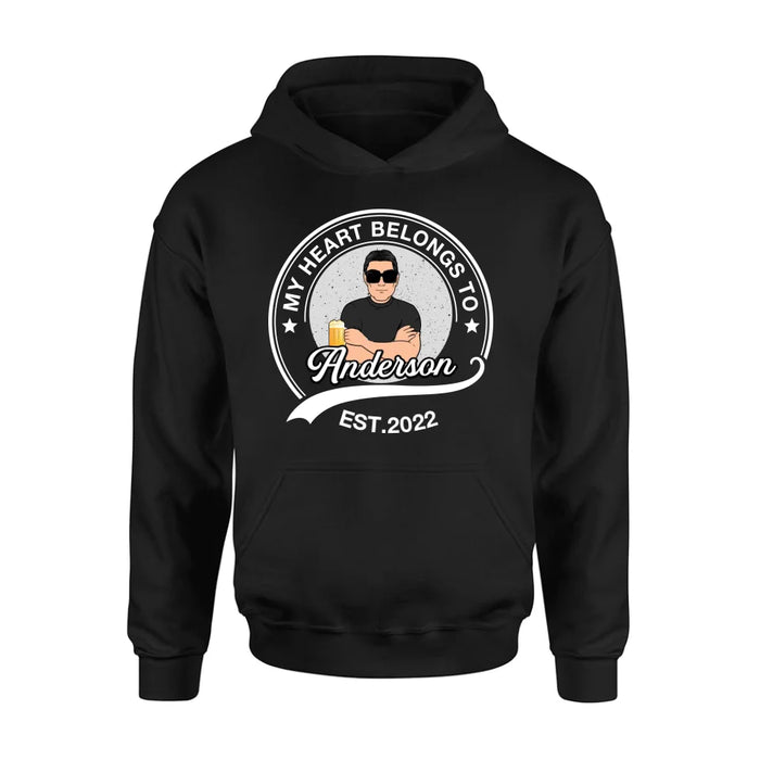 Personalized Couple T-shirt/Long Sleeve/Sweatshirt/Hoodie - Gift Idea For Couple/Husband And Wife - My Heart Belongs To