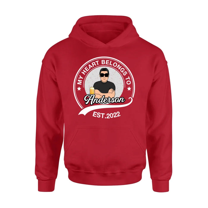 Personalized Couple T-shirt/Long Sleeve/Sweatshirt/Hoodie - Gift Idea For Couple/Husband And Wife - My Heart Belongs To