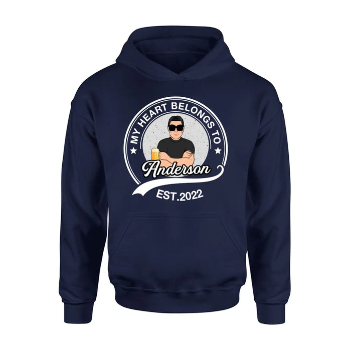 Personalized Couple T-shirt/Long Sleeve/Sweatshirt/Hoodie - Gift Idea For Couple/Husband And Wife - My Heart Belongs To