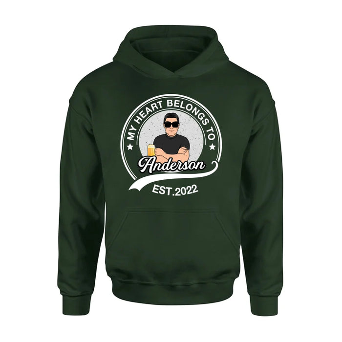 Personalized Couple T-shirt/Long Sleeve/Sweatshirt/Hoodie - Gift Idea For Couple/Husband And Wife - My Heart Belongs To
