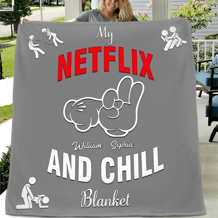 Personalized Couple Quilt/Fleece Throw Blanket - Gift Idea For Couple - My Netflix And Chill Blanket
