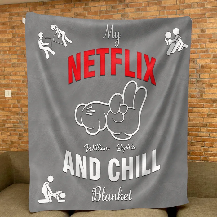 Personalized Couple Quilt/Fleece Throw Blanket - Gift Idea For Couple - My Netflix And Chill Blanket