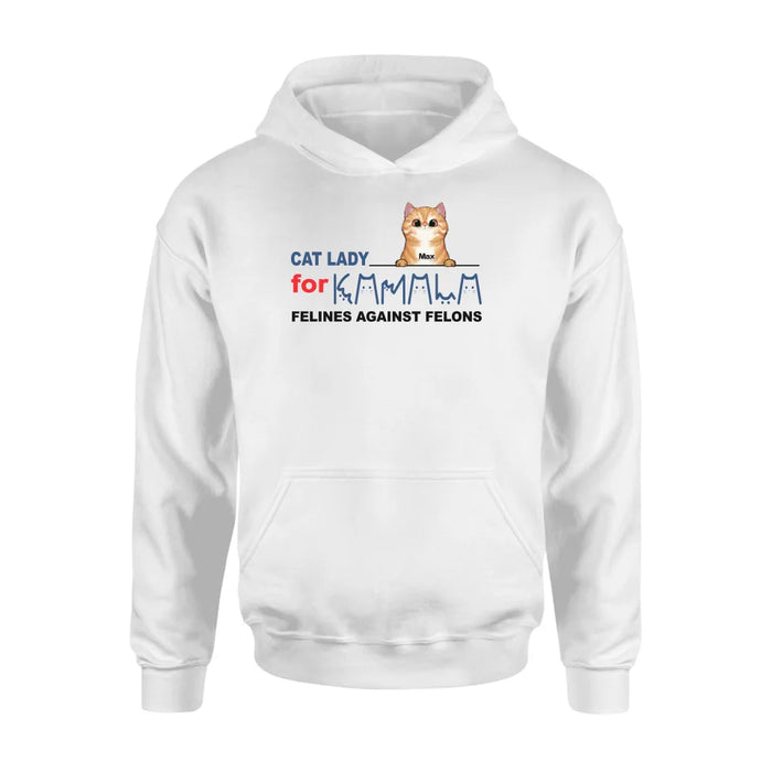Personalized Cat Lady For Kamala T-shirt/Long Sleeve/Sweatshirt/Hoodie - Gift Idea For Cat Lover - Felines Against Felons