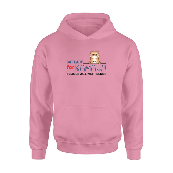 Personalized Cat Lady For Kamala T-shirt/Long Sleeve/Sweatshirt/Hoodie - Gift Idea For Cat Lover - Felines Against Felons