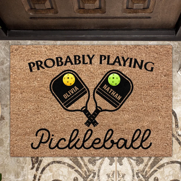 Personalized Pickleball Couple Doormat - Gift Idea For Couple - Probably Playing Pickleball