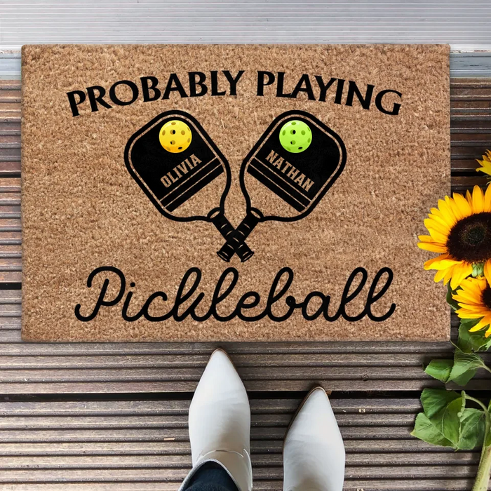 Personalized Pickleball Couple Doormat - Gift Idea For Couple - Probably Playing Pickleball