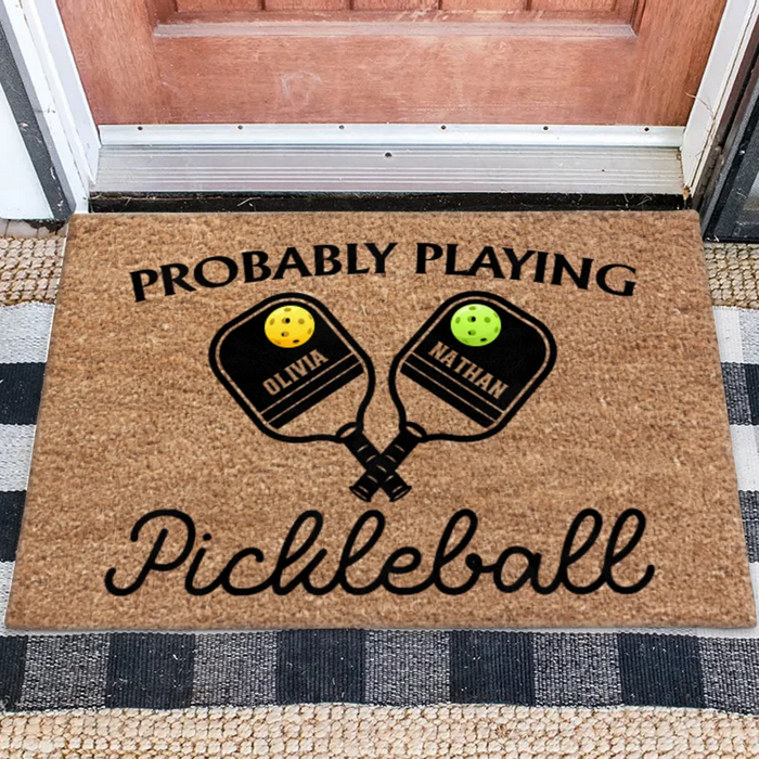 Personalized Pickleball Couple Doormat - Gift Idea For Couple - Probably Playing Pickleball