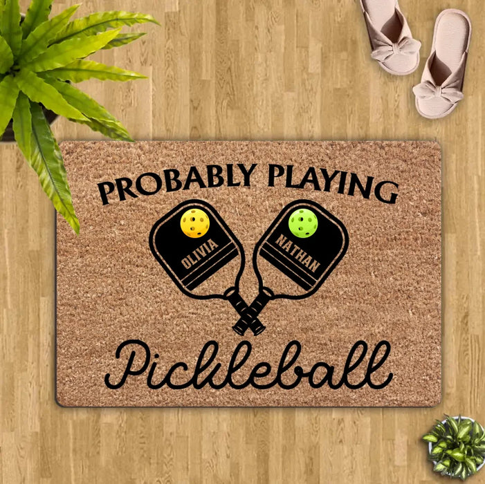 Personalized Pickleball Couple Doormat - Gift Idea For Couple - Probably Playing Pickleball