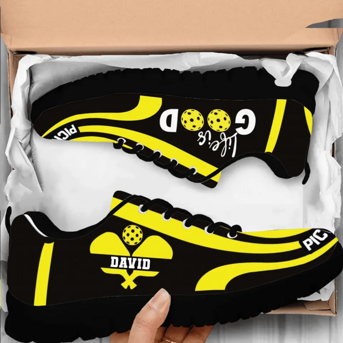 Personalized Pickleball Sneakers - Gift Idea For Pickleball Lover - Life Is Good