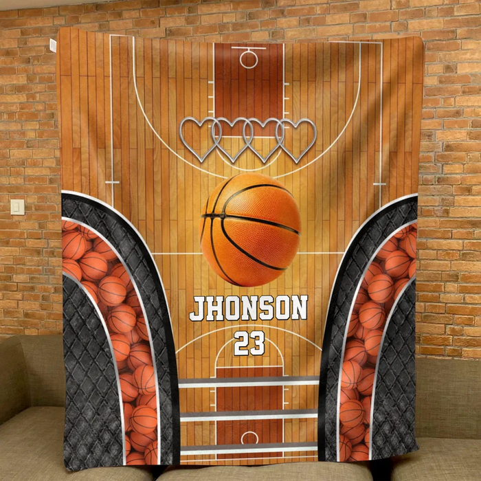 Personalized Basketball Quilt/Fleece Throw Blanket - Gift Idea For Basketball Lover