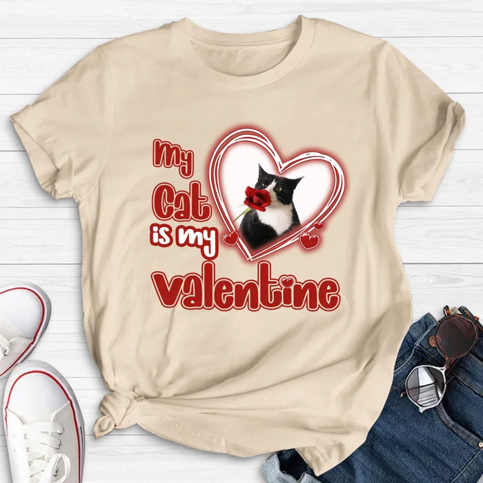 Personalized Photo Pet T-Shirt/Hoodie/Sweatshirt -   My Cat/Dog Is My Valentine