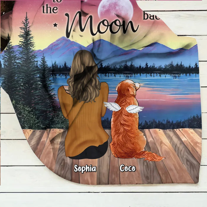 Personalized Pet Mom/Dad Quilt/Fleece Throw Blanket - Up to 3 Pets - Gift Idea For Dog/Cat/Rabbit Lover - I Love You To The Moon And Back