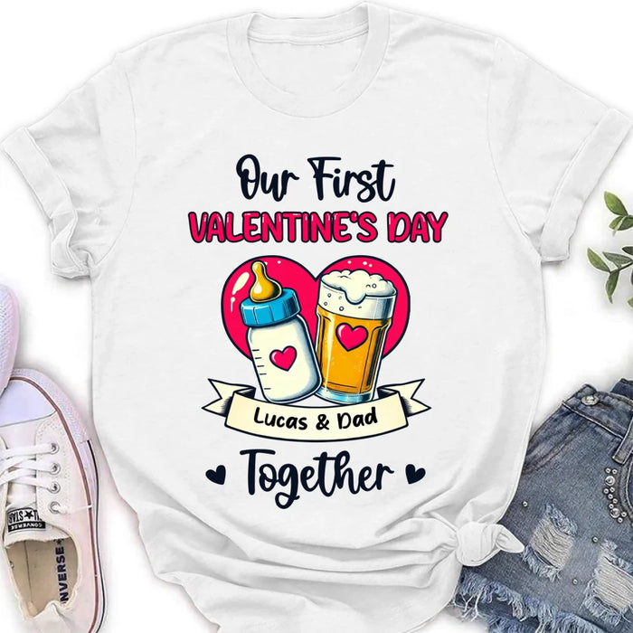 Personalized Our First Valentine's Day T-Shirt/Baby Onesie - Valentine's Day Gift Idea For Dad