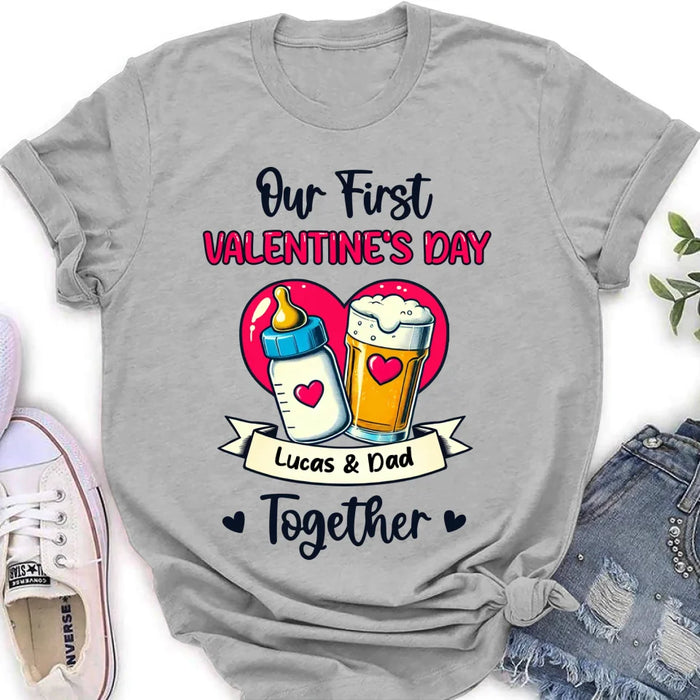 Personalized Our First Valentine's Day T-Shirt/Baby Onesie - Valentine's Day Gift Idea For Dad