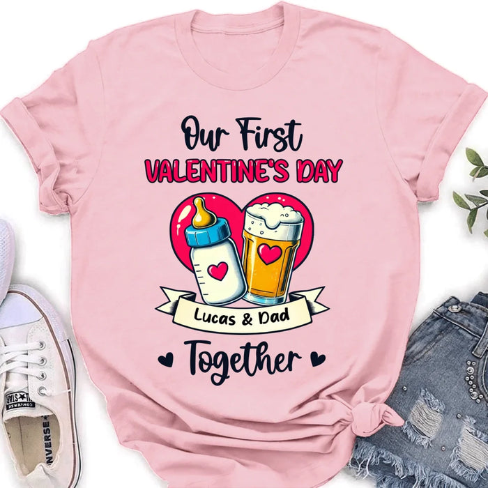 Personalized Our First Valentine's Day T-Shirt/Baby Onesie - Valentine's Day Gift Idea For Dad