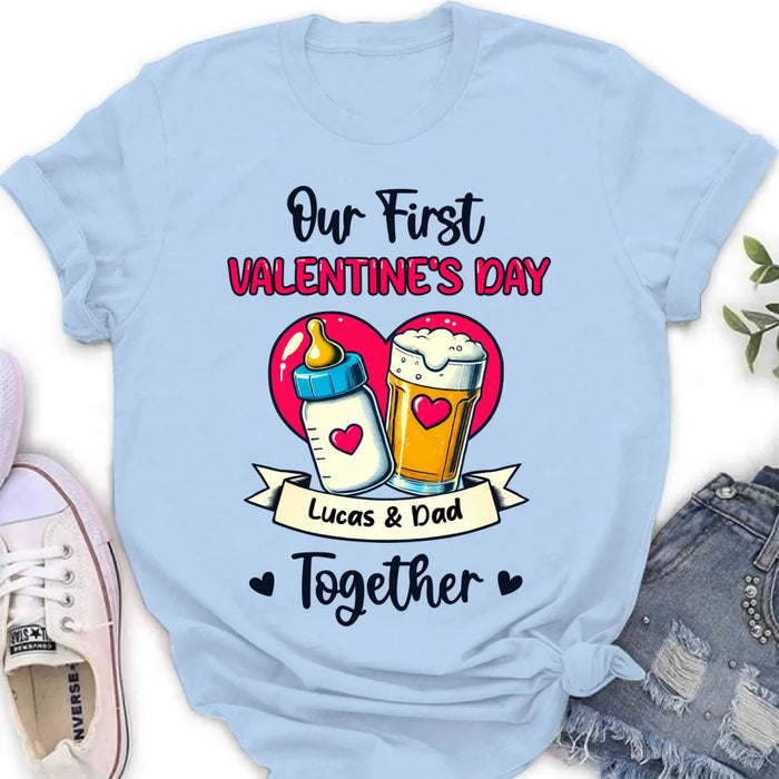 Personalized Our First Valentine's Day T-Shirt/Baby Onesie - Valentine's Day Gift Idea For Dad