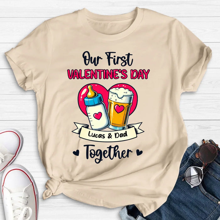 Personalized Our First Valentine's Day T-Shirt/Baby Onesie - Valentine's Day Gift Idea For Dad