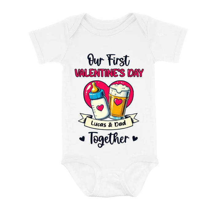 Personalized Our First Valentine's Day T-Shirt/Baby Onesie - Valentine's Day Gift Idea For Dad