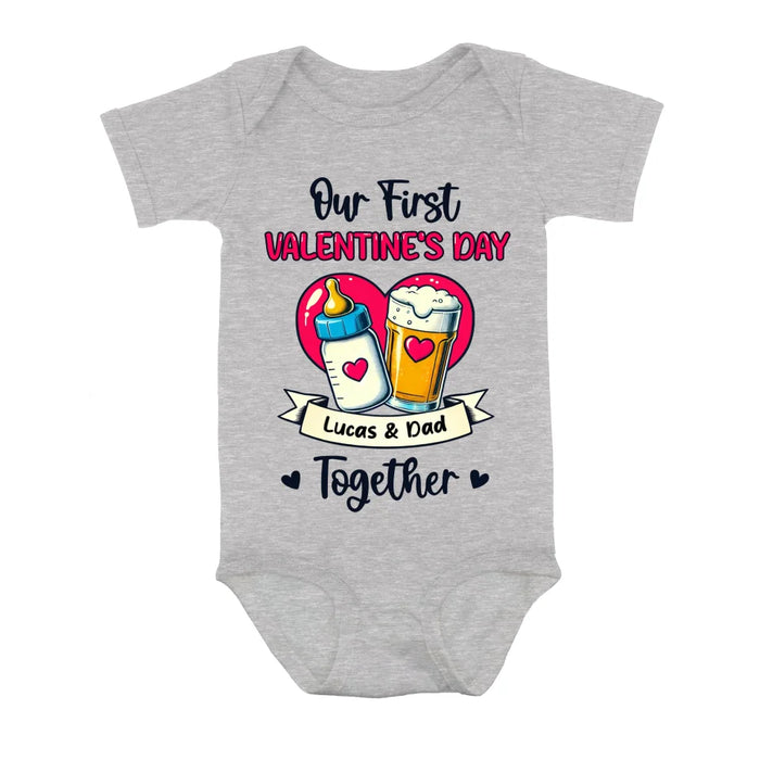 Personalized Our First Valentine's Day T-Shirt/Baby Onesie - Valentine's Day Gift Idea For Dad