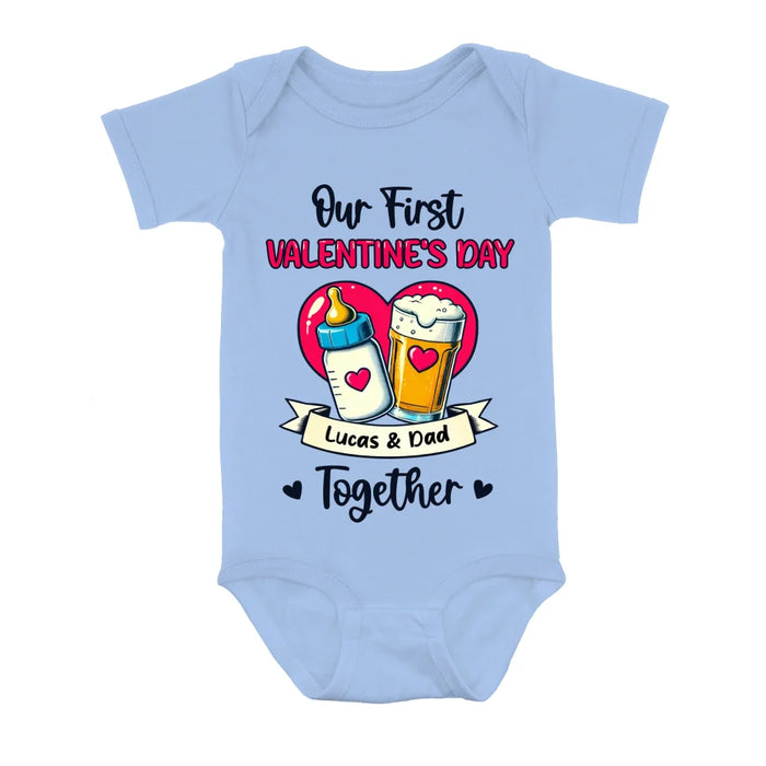 Personalized Our First Valentine's Day T-Shirt/Baby Onesie - Valentine's Day Gift Idea For Dad