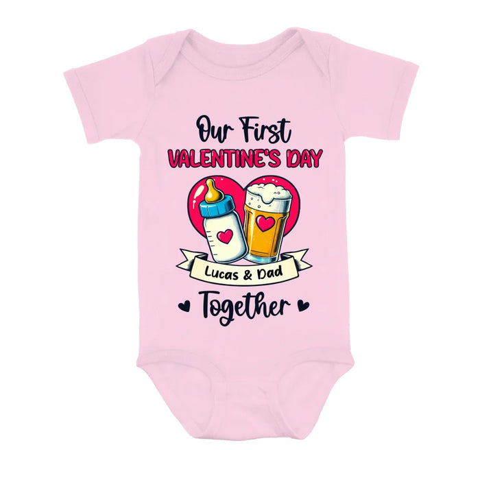 Personalized Our First Valentine's Day T-Shirt/Baby Onesie - Valentine's Day Gift Idea For Dad