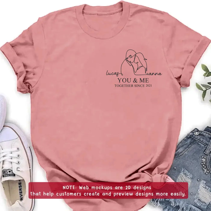 Personalized Couple Portrait Embroidered T-shirt/Sweater/Hoodie - Photo To Line Drawing - Valentine's Day/Anniversary Gift Idea For Couple - You & Me Together Since