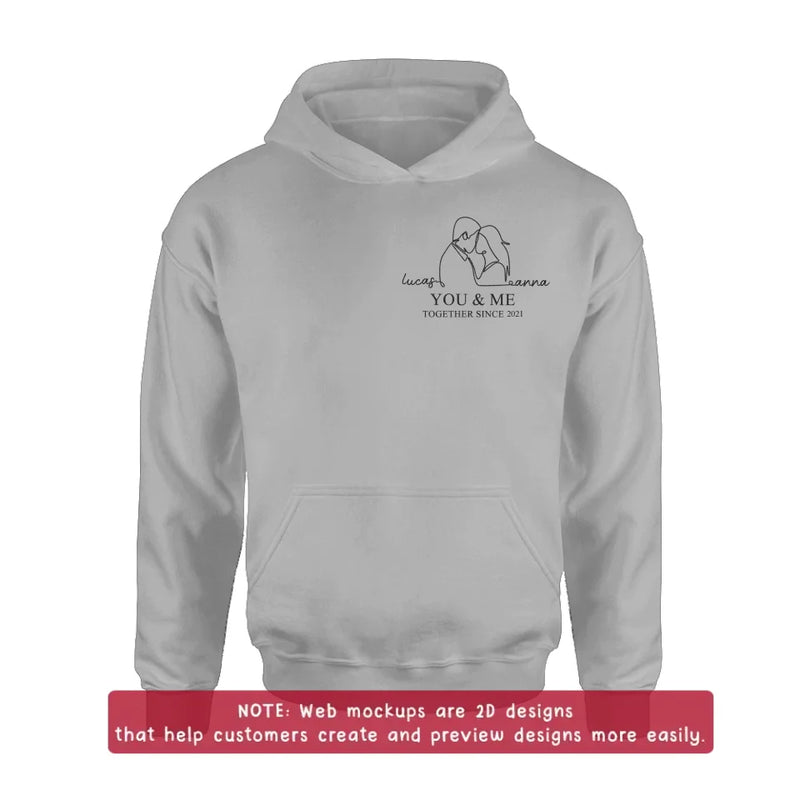 Personalized Couple Portrait Embroidered T-shirt/Sweater/Hoodie - Photo To Line Drawing - Valentine's Day/Anniversary Gift Idea For Couple - You & Me Together Since